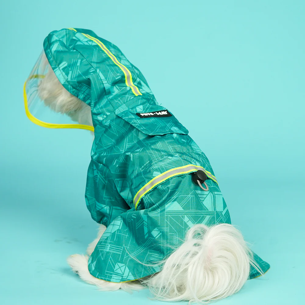 Pets Way TPU Raincoat with Cap for Dogs (Haze Teal) - Image 6