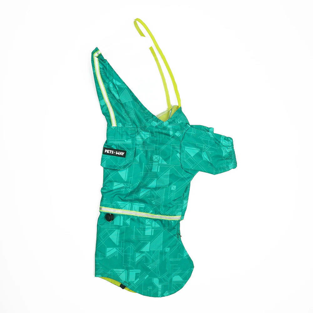 Pets Way TPU Raincoat with Cap for Dogs (Haze Teal) - Image 7