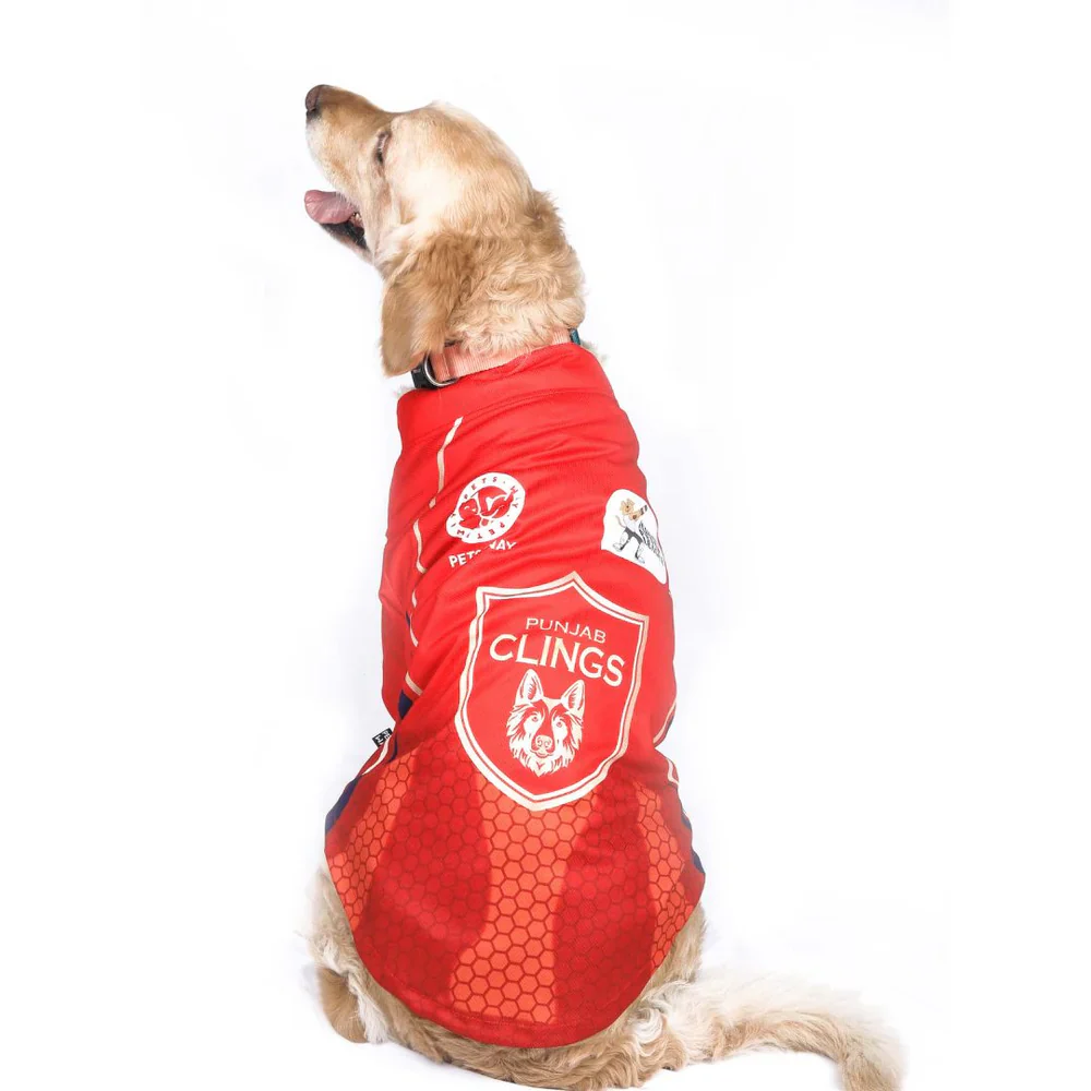 Pets Ways Punjab Clings IPL Jersey for Dogs and Cats (Red)| Indian Pet League