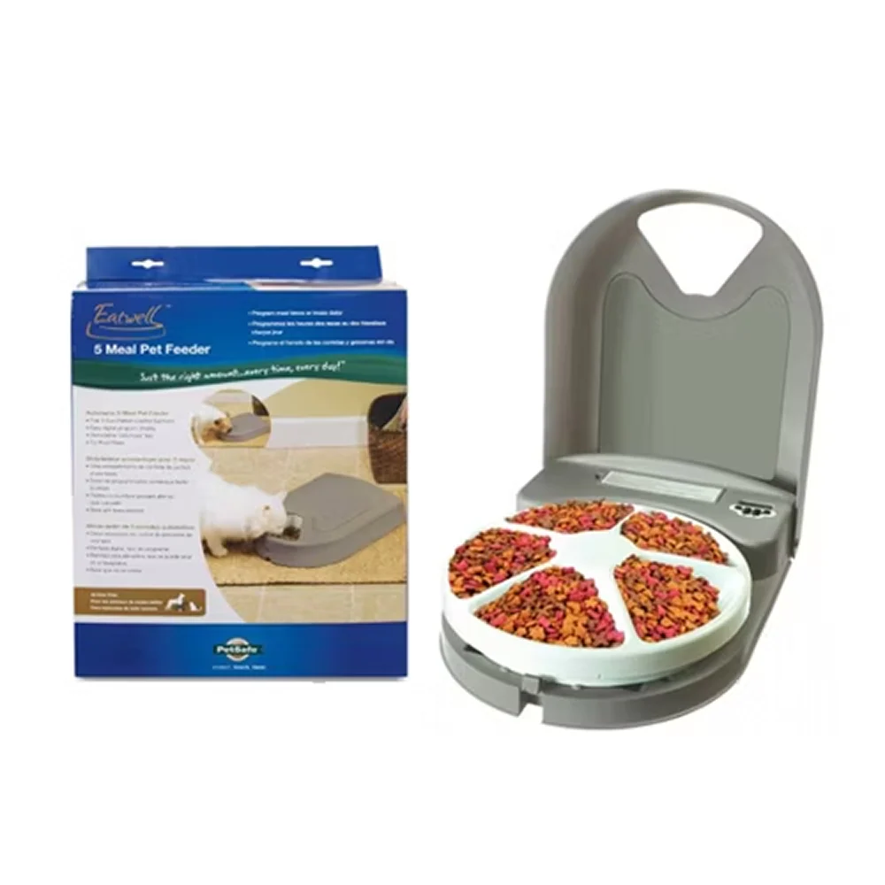 PETSAFE Automatic Five Portioned Meal Feeder for Dogs and Cats (White/Grey) - Image 2