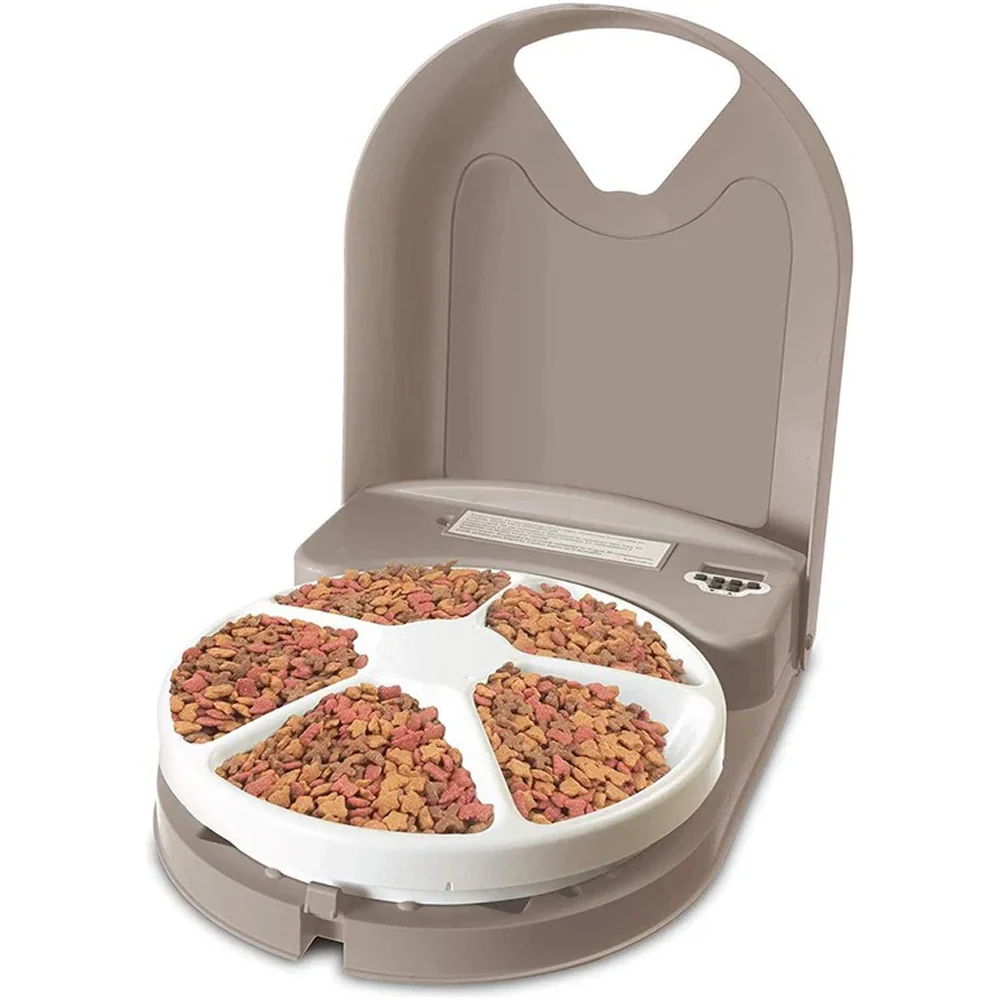 PETSAFE Automatic Five Portioned Meal Feeder for Dogs and Cats (White/Grey) - Image 3