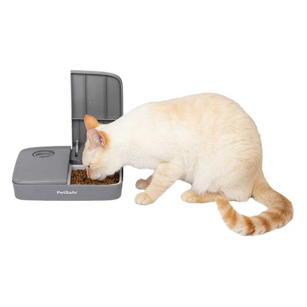 PETSAFE Automatic Two Portioned Meal Feeder for Dogs and Cats (White/Grey) - Image 3