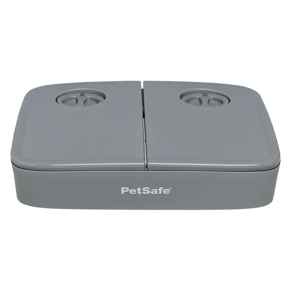 PETSAFE Automatic Two Portioned Meal Feeder for Dogs and Cats (White/Grey) - Image 4
