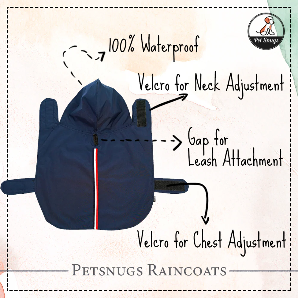 Petsnugs 100% Waterproof Raincoat for Dogs and Cats (Navy Blue) - Image 4