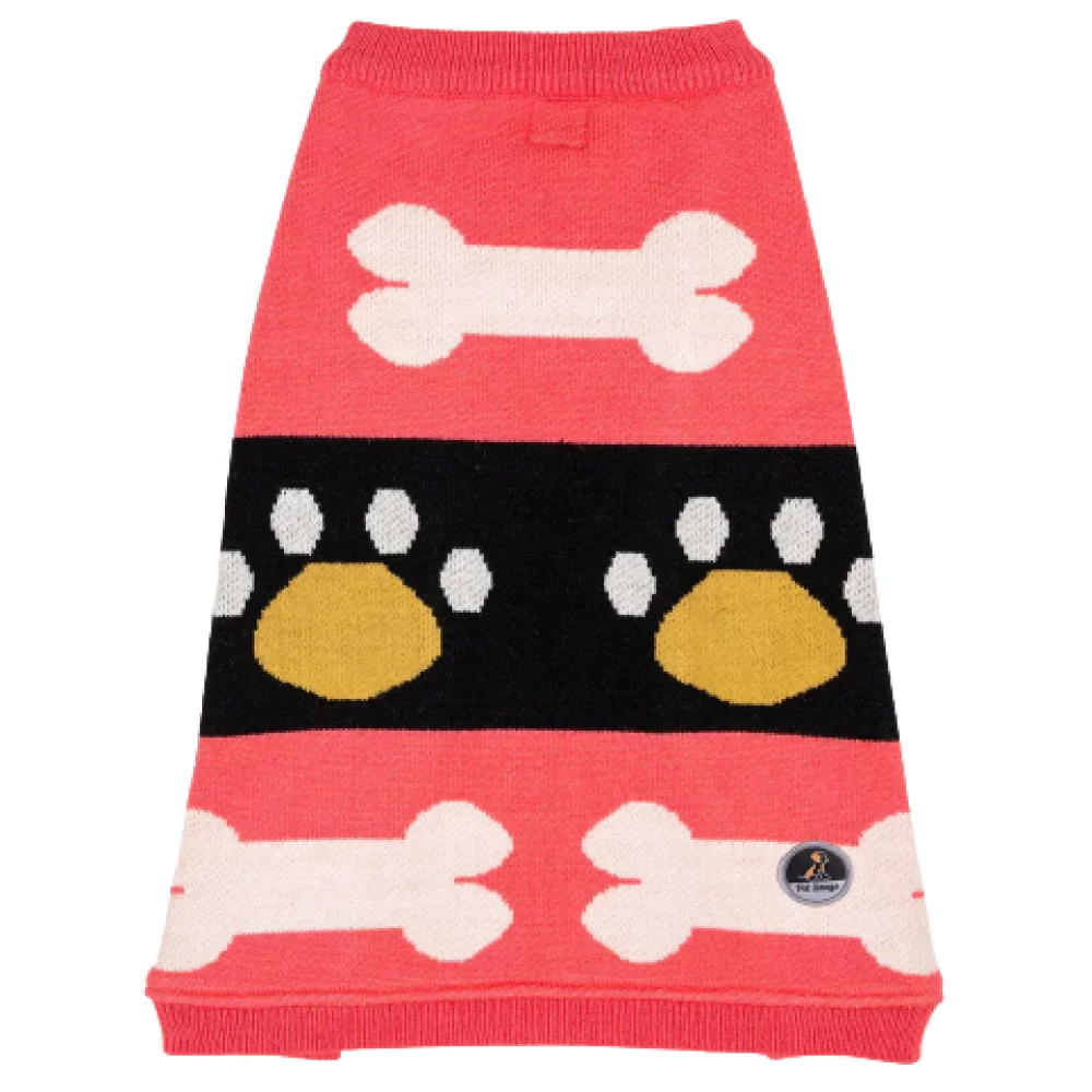 Petsnugs Bones and Paws Sweater for Dogs and Cats (Pink) - Image 2