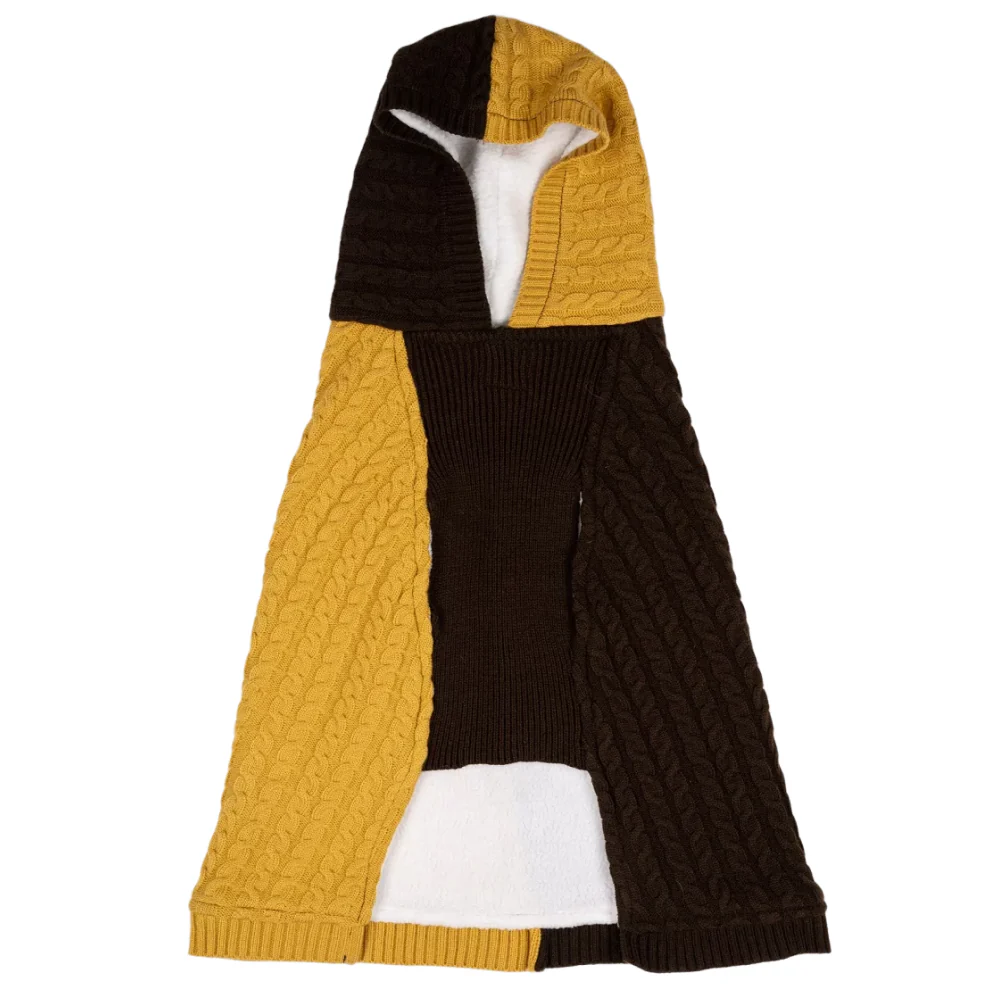 Petsnugs Cable Knit Sweater for Dogs and Cats (Brown/Mustard) - Image 2
