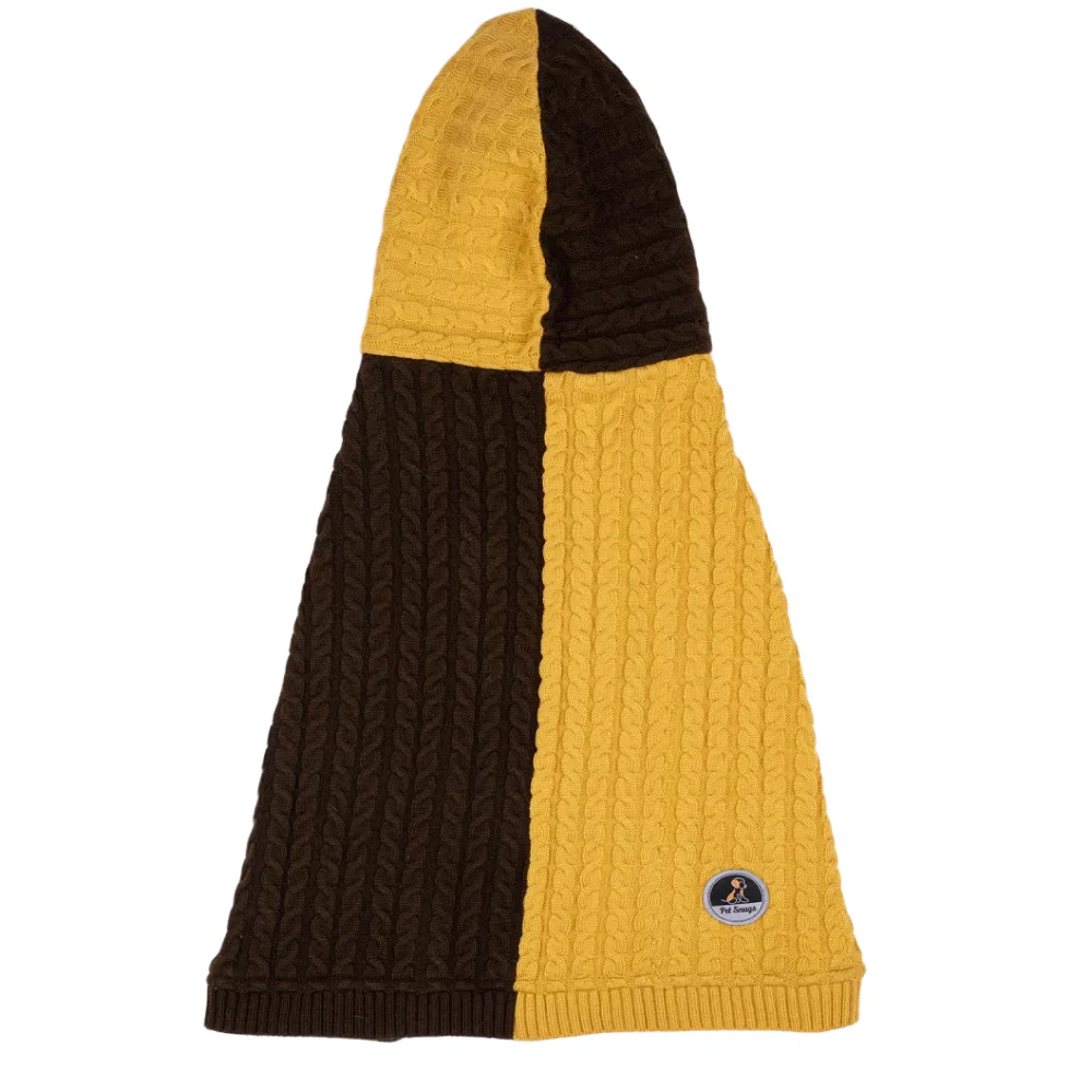 Petsnugs Cable Knit Sweater for Dogs and Cats (Brown/Mustard) - Image 3
