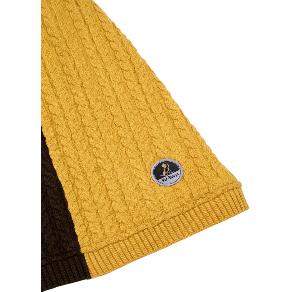Petsnugs Cable Knit Sweater for Dogs and Cats (Brown/Mustard) - Image 5