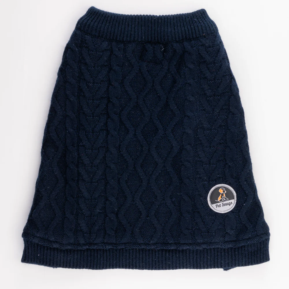 Petsnugs Cable Knit Sweater for Dogs and Cats (Navy Blue) - Image 2
