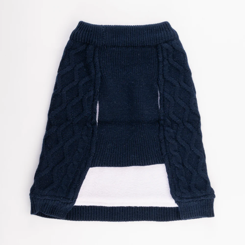 Petsnugs Cable Knit Sweater for Dogs and Cats (Navy Blue) - Image 4