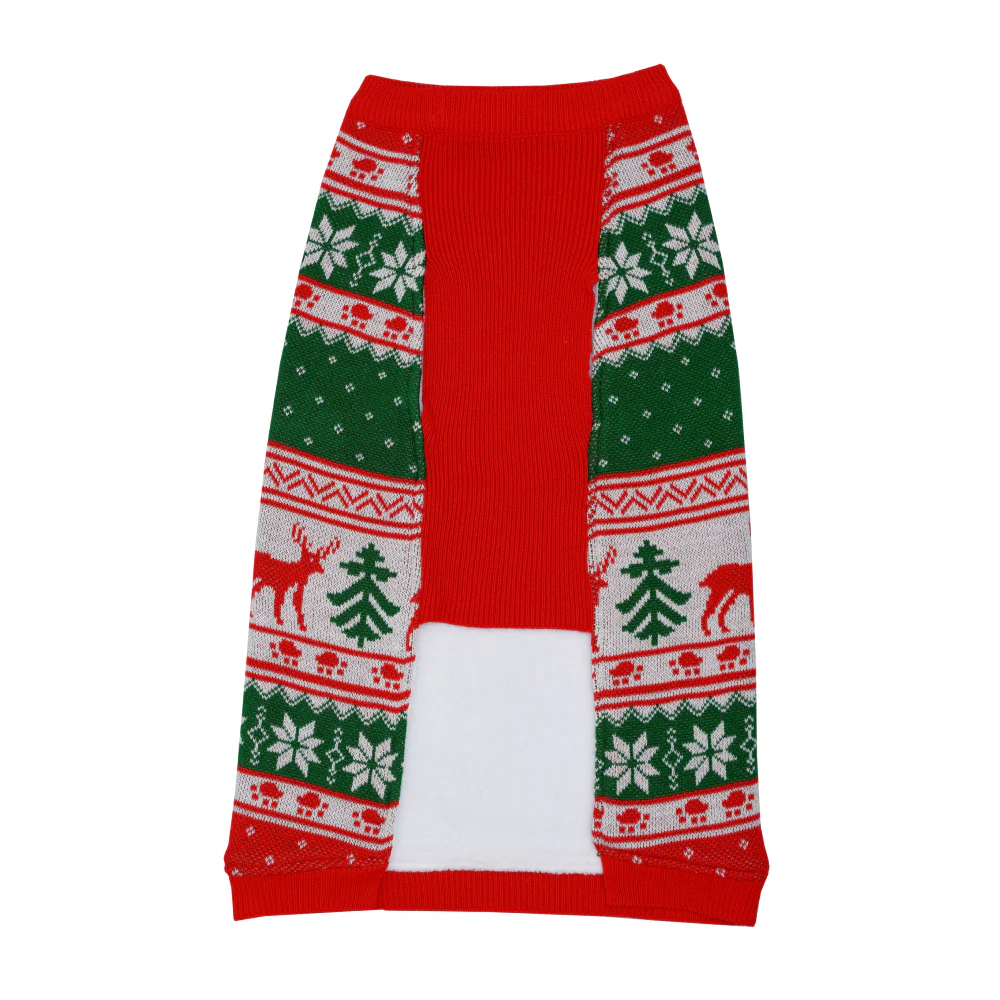 Petsnugs Nordic Knit Sweater for Dogs and Cats (Red/White/Green) - Image 2