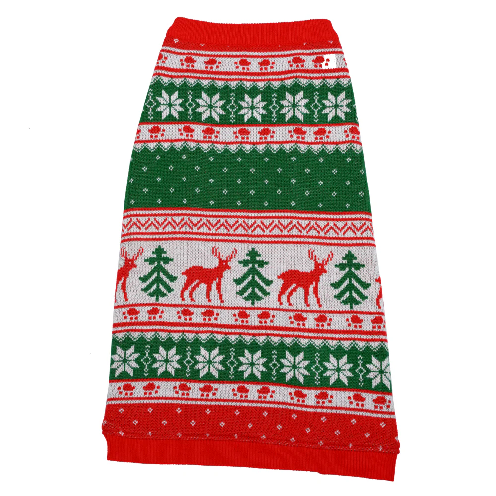 Petsnugs Nordic Knit Sweater for Dogs and Cats (Red/White/Green) - Image 5