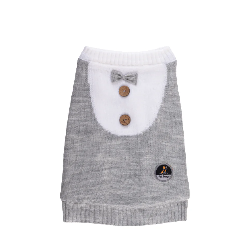 Petsnugs Gentle Knit Sweater for Dogs and Cats (Grey & White) - Image 2