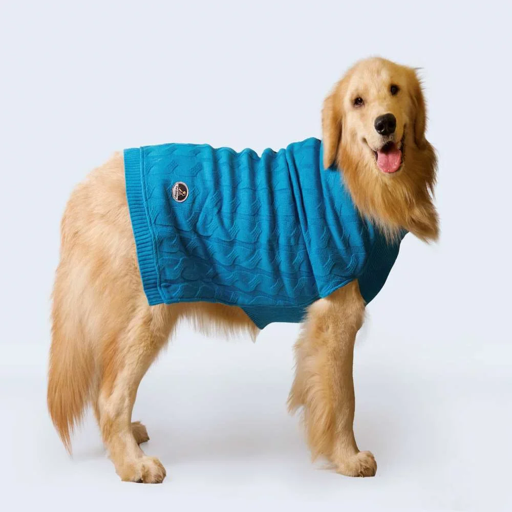 Petsnugs Half Cable Half Fully Fashion Sweater for Dogs and Cats (Blue/Black) - Image 3