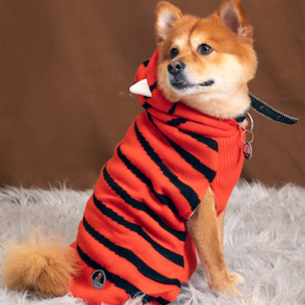Petsnugs Tiger Knit Sweater for Dogs and Cats (Black & Orange) - Image 5