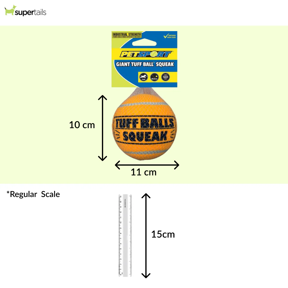 Petsport Giant Squeak Tuff Ball Toy for Dogs (Orange) - Image 2