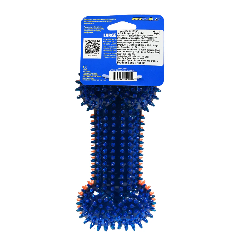 Petsport Gorilla Spiky Bone Toy for Dogs (Blue & Red) - Image 9
