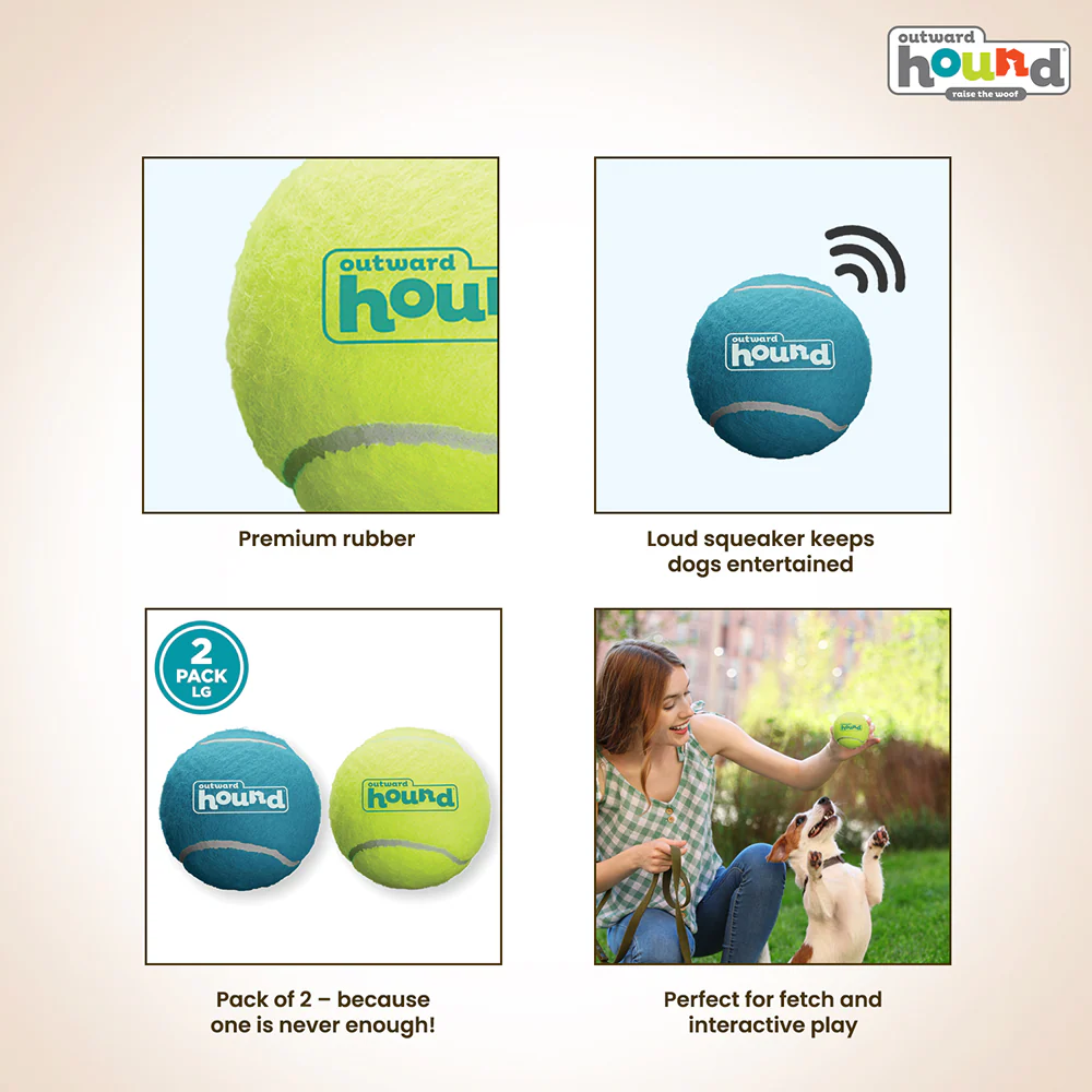 Petstages Squeaker Tenis Ballz Toy for Dogs (Blue/Green) - Image 5