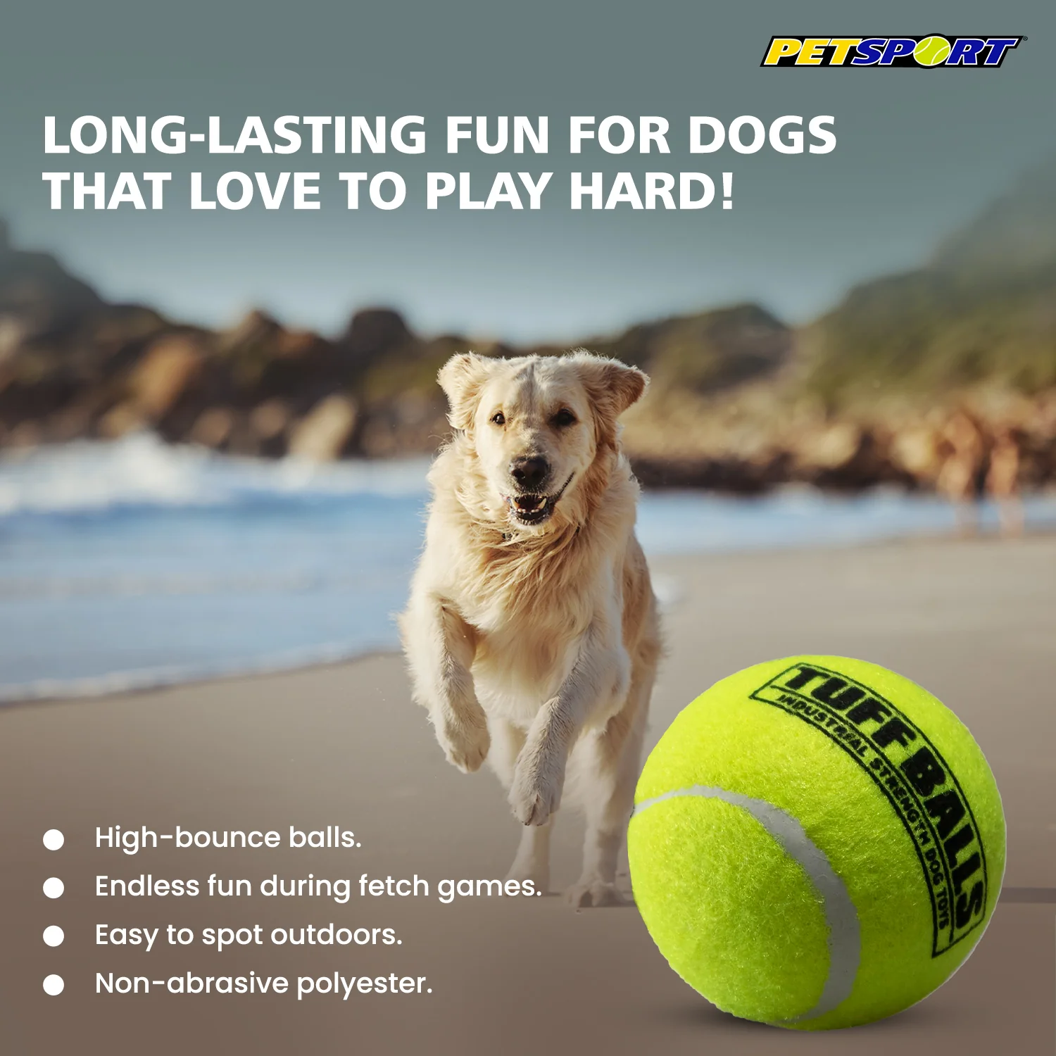 PetSport Tuff Balls Toy for Dogs (Yellow) - Image 3