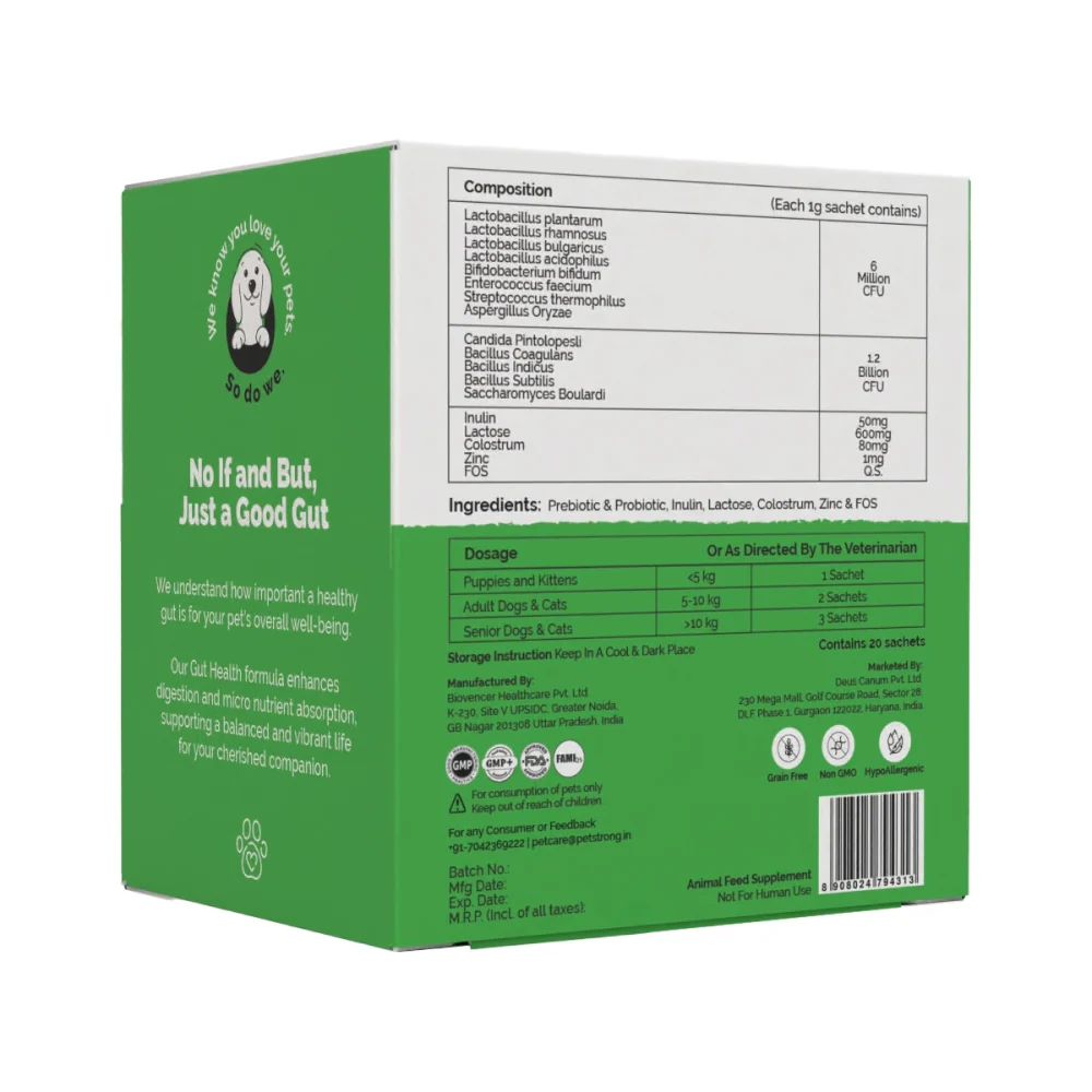 PetStrong Probiotic and Prebiotic Gut Health Supplement Sachet for Dogs and Cats - Image 3
