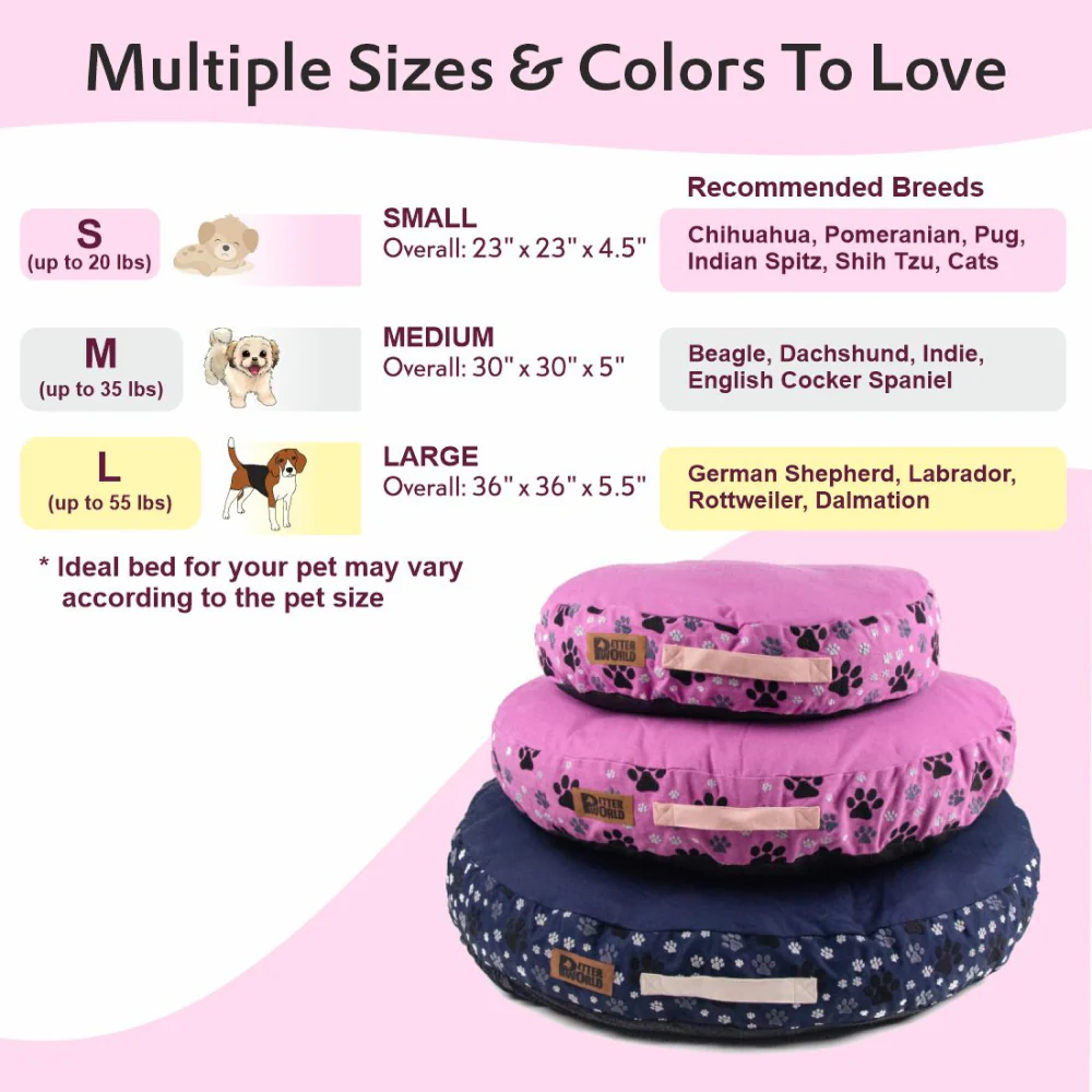 Petter World Indoor Artisanal Round Cushioned Bed with Washable Cover for Dogs and Cats (Crocus) - Image 7