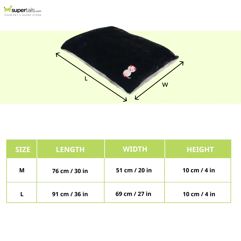 Petter World Luxury Reversible Chopped Foamed Pillow Bed with Soft Fur for Dogs (Jet Black) - Image 2