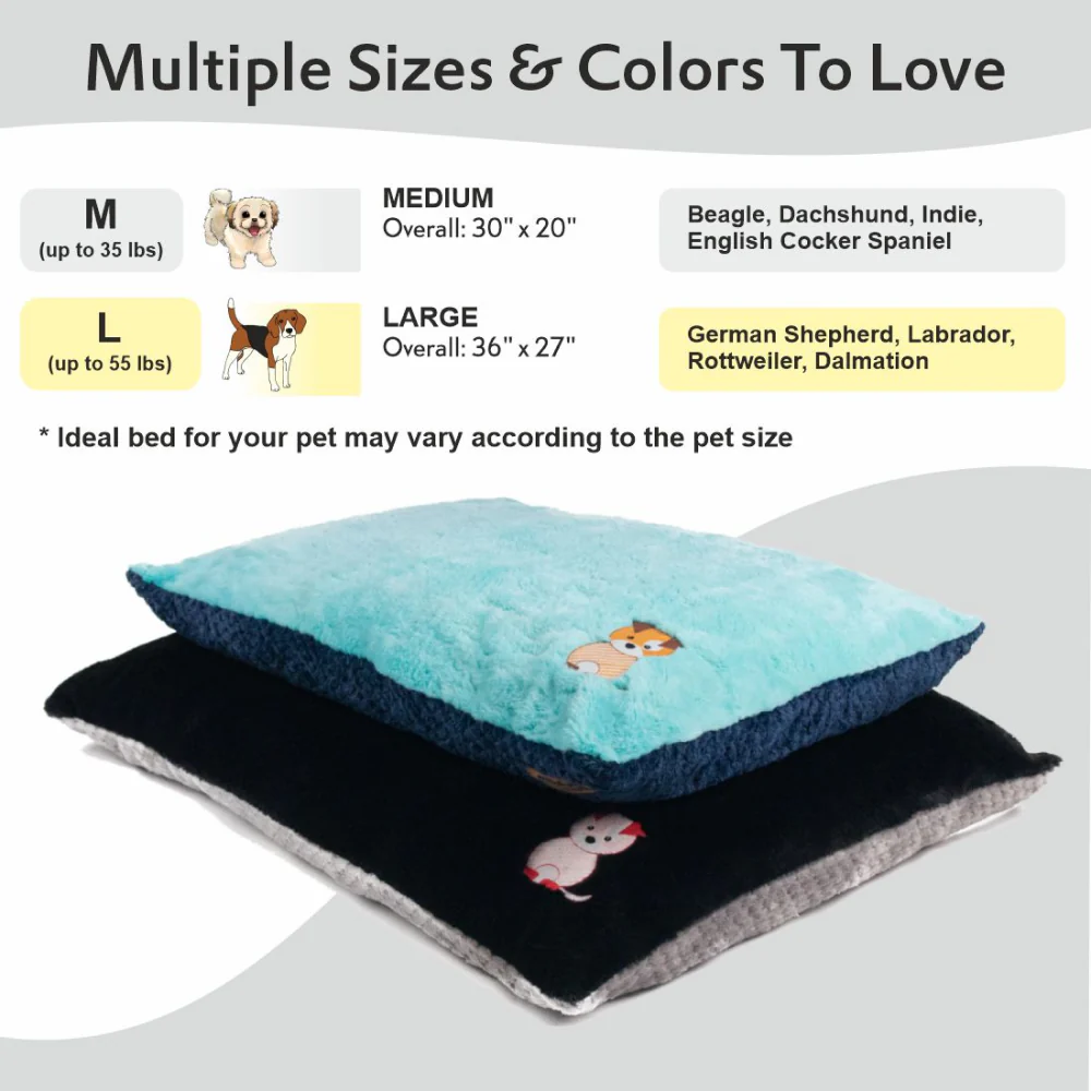Petter World Luxury Reversible Chopped Foamed Pillow Bed with Soft Fur for Dogs (Jet Black) - Image 7