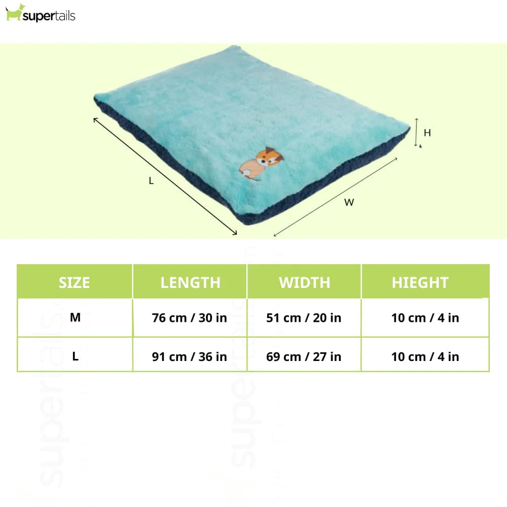 Petter World Luxury Reversible Chopped Foamed Pillow Bed with Soft Fur for Dogs (Turquoise) - Image 2