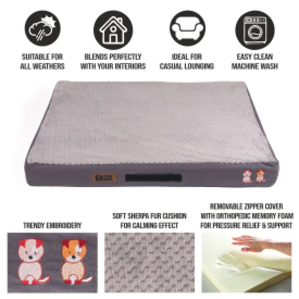 Petter World Micro Fur Orthopedic Mattress Bed with Memory Foam Base for Dogs (Meteorite) - Image 6