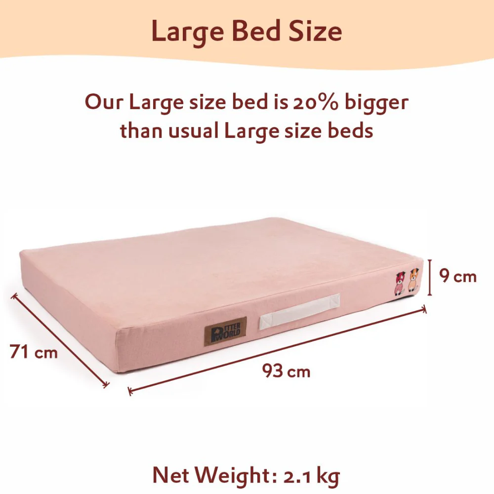 Petter World Micro Fur Orthopedic Mattress Bed with Memory Foam Base for Dogs (Peach Pearl) - Image 5