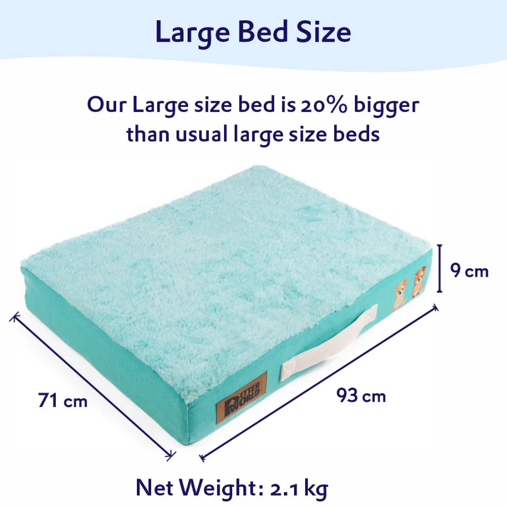 Petter World Micro Fur Orthopedic Mattress Bed with Memory Foam Base for Dogs (Turquoise) - Image 4