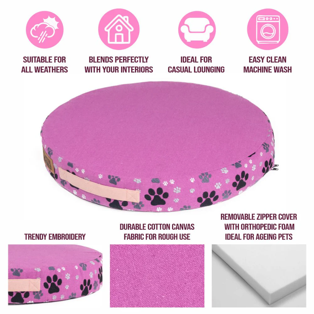 Petter World Orthopedic Round Flat Foam Mattress Bed with Thick & Durable Washable Cover (Crocus) - Image 5