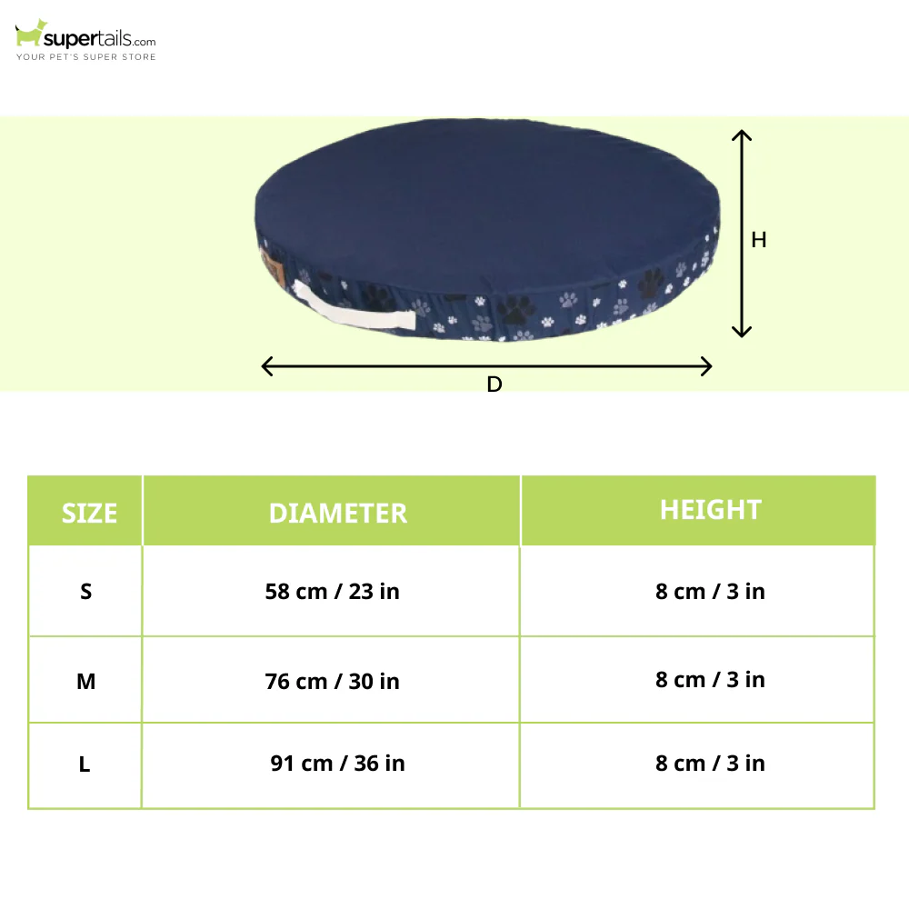 Petter World Orthopedic Round Flat Foam Mattress Bed with Thick & Durable Washable Cover (Ensign Blue) - Image 2