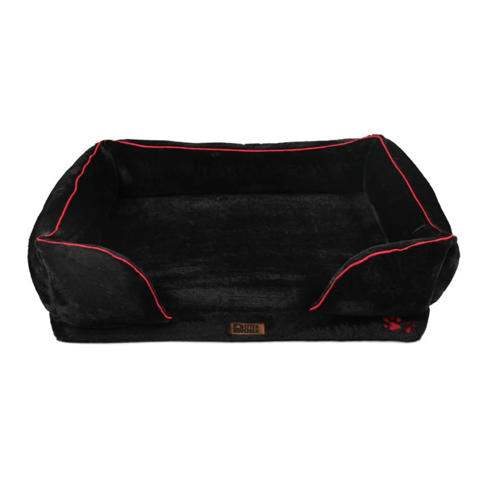 Petter World Ultra Luxury Micro Fur Orthopedic Sofa Bed with Sherpa Fur Cushion for Dogs and Cats (Jet Black) - Image 3