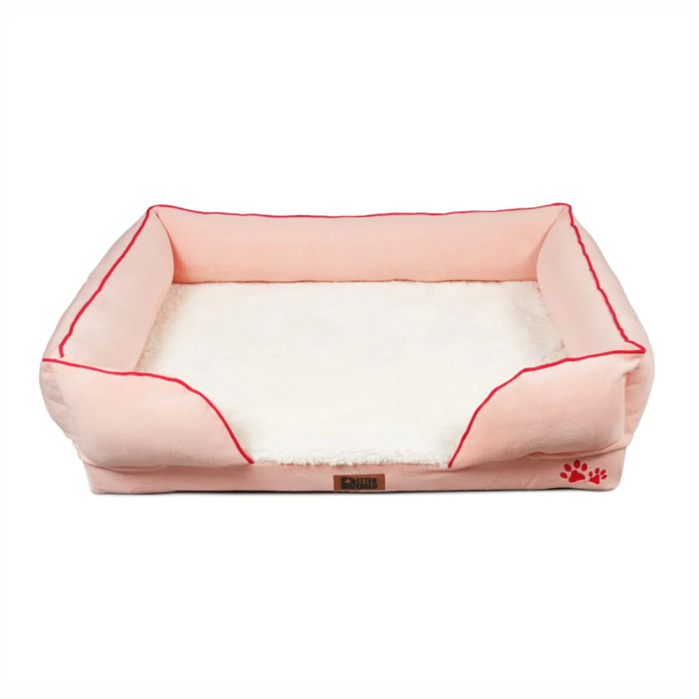 Petter World Ultra Luxury Micro Fur Orthopedic Sofa Bed with Sherpa Fur Cushion for Dogs and Cats (Peach Pearl) - Image 4