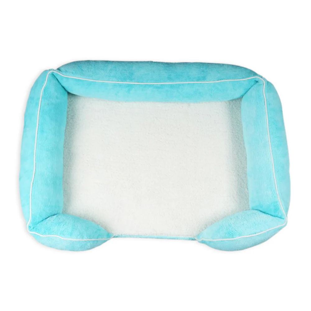 Petter World Ultra Luxury Micro Fur Orthopedic Sofa Bed with Sherpa Fur Cushion for Dogs and Cats (Turquoise) - Image 3