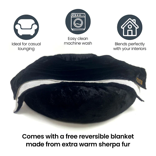 Petter World Anxiety Relieving Donut Bed for Dogs and Cats (Charcoal) - Image 4
