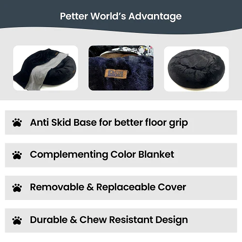 Petter World Anxiety Relieving Donut Bed for Dogs and Cats (Charcoal) - Image 5