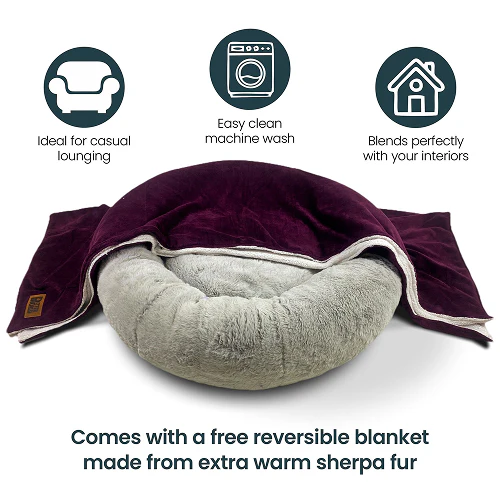 Petter World Anxiety Relieving Donut Bed for Dogs and Cats (Grey) - Image 4