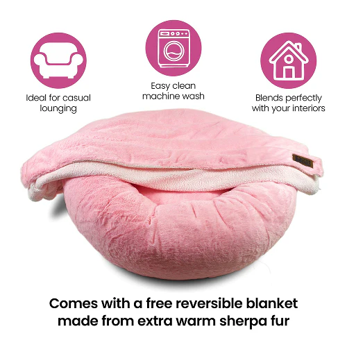 Petter World Anxiety Relieving Donut Bed for Dogs and Cats (Pink) - Image 4