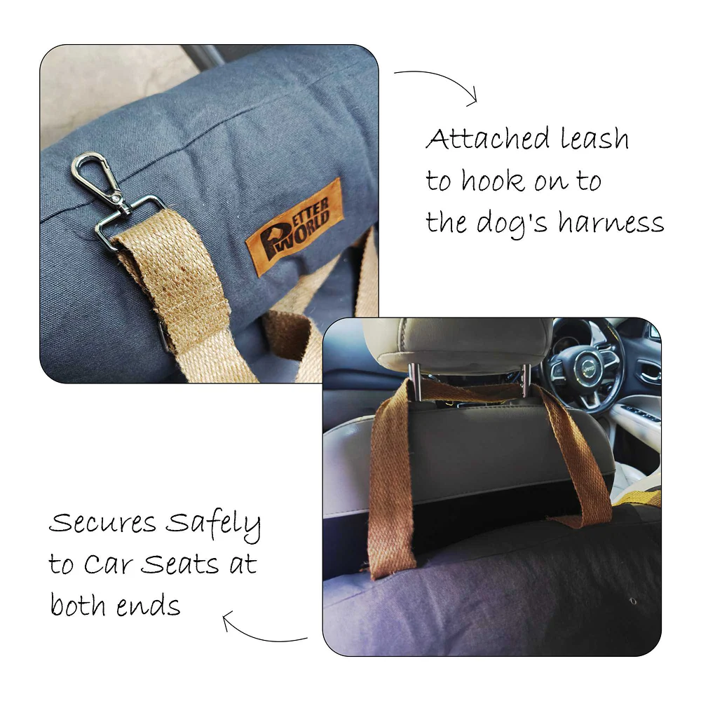 Petter World Car Travel Bed with Safety Leash for Dogs and Cats (Autumn Gray) - Image 4