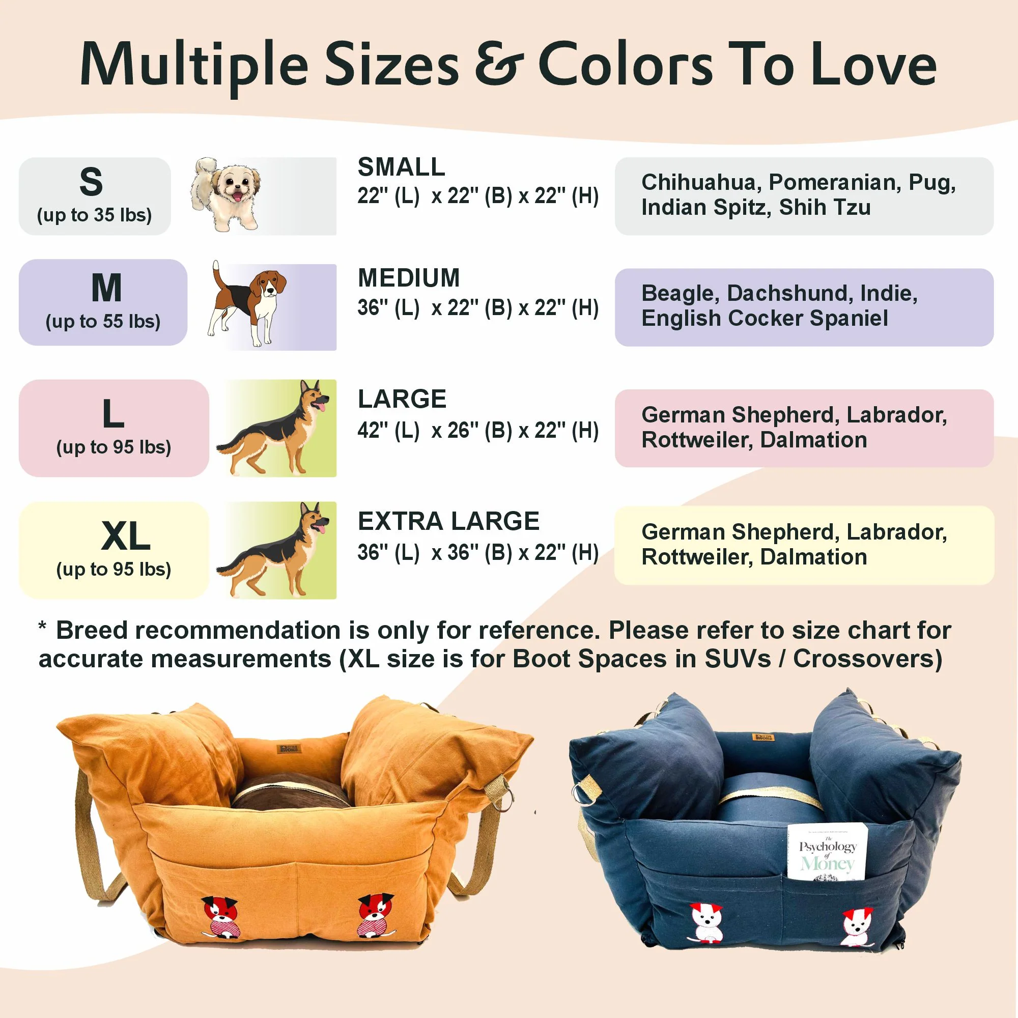 Petter World Car Travel Bed with Safety Leash for Dogs and Cats (Earthy Brown) - Image 2
