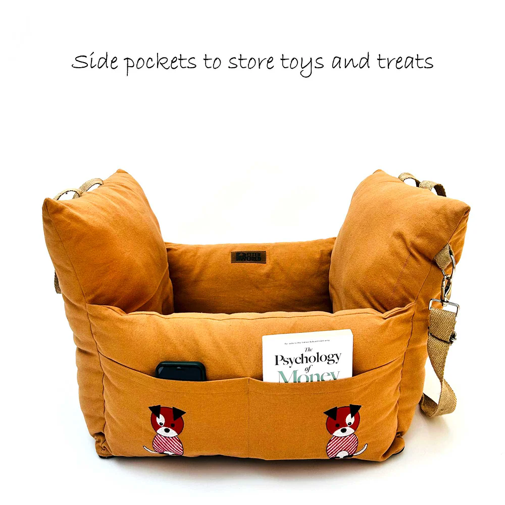 Petter World Car Travel Bed with Safety Leash for Dogs and Cats (Earthy Brown) - Image 5