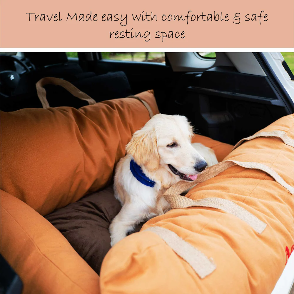 Petter World Car Travel Bed with Safety Leash for Dogs and Cats (Earthy Brown) - Image 9