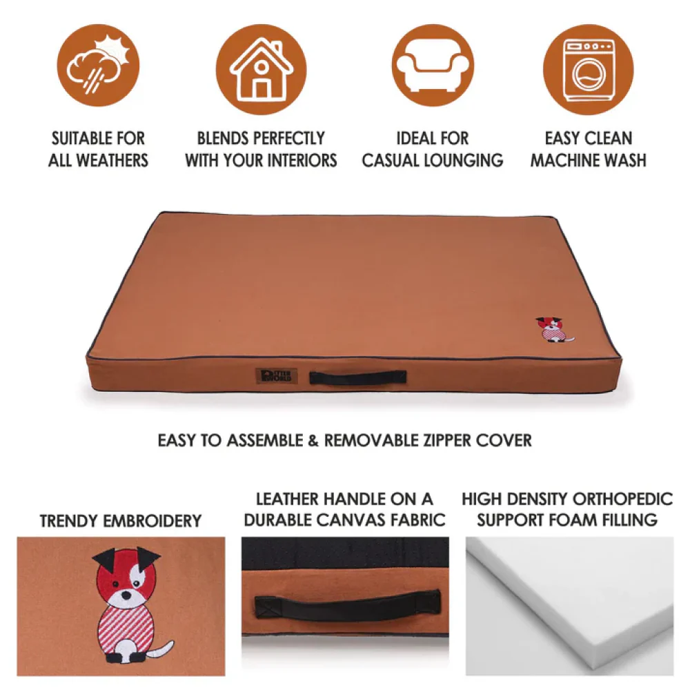 Petter World Comfort Flat Foam Bed for Dogs (Earthy Brown) - Image 9