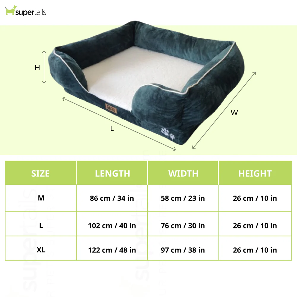 Petter World Convoluted & HD Foam Base with Bolster Orthopedic Sofa Bed for Dogs and Cats (Bottle Green) - Image 2