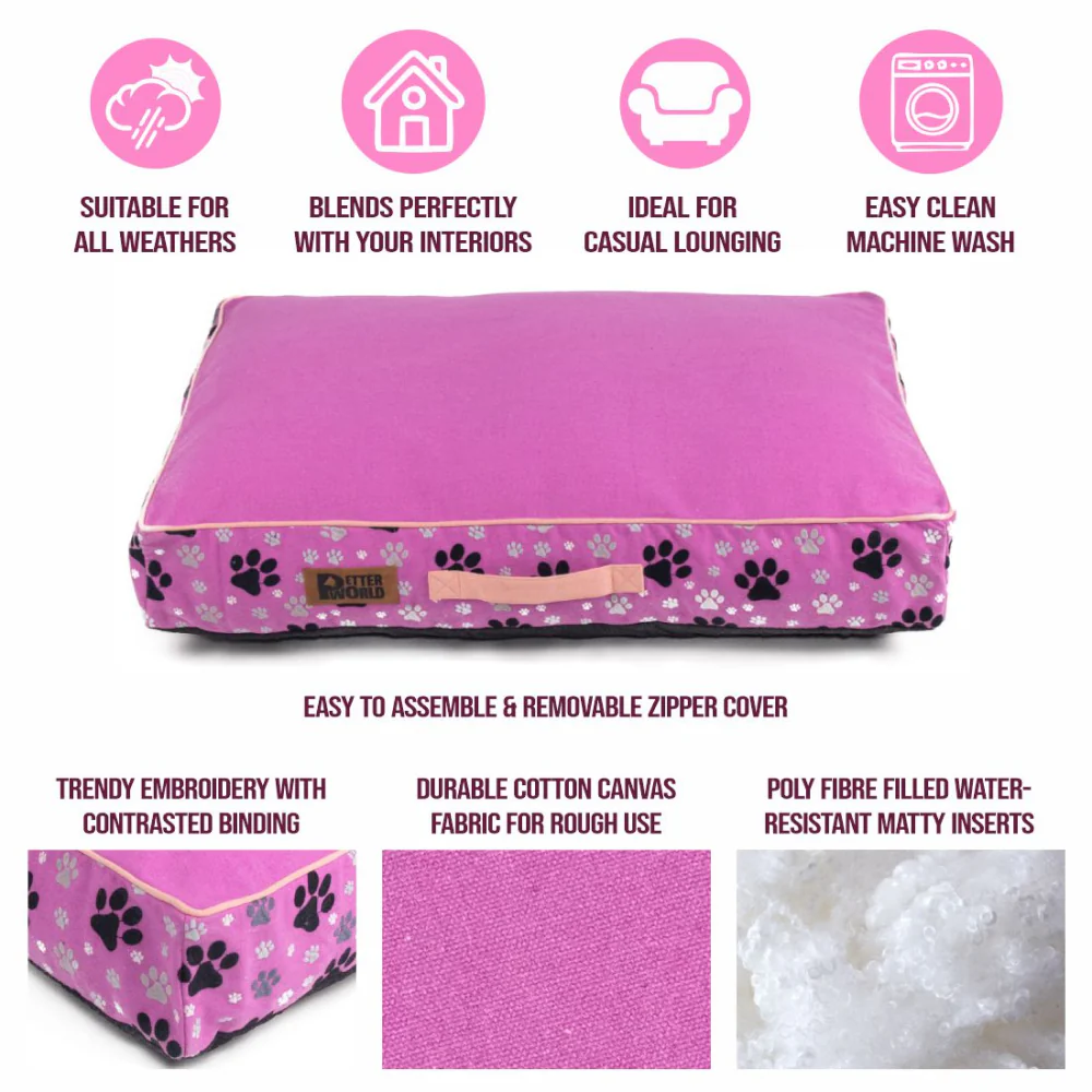 Petter World Indoor Artisanal Rectangular Cushion Mattress Bed with Washable Cover for Dogs (Crocus) - Image 6