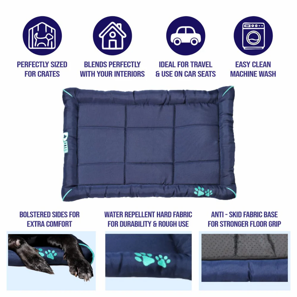 Petter World Luxury Outdoor Foamed Crate Mat with Padded Perimeters for Extra Support for Dogs (Ensign Blue) - Image 6