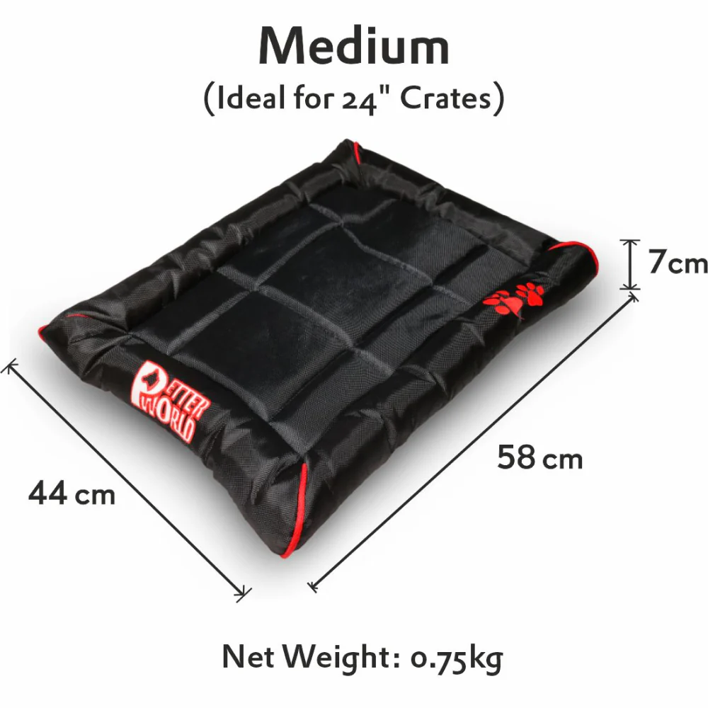 Petter World Luxury Outdoor Foamed Crate Mat with Padded Perimeters for Extra Support for Dogs (Jet Black) - Image 4
