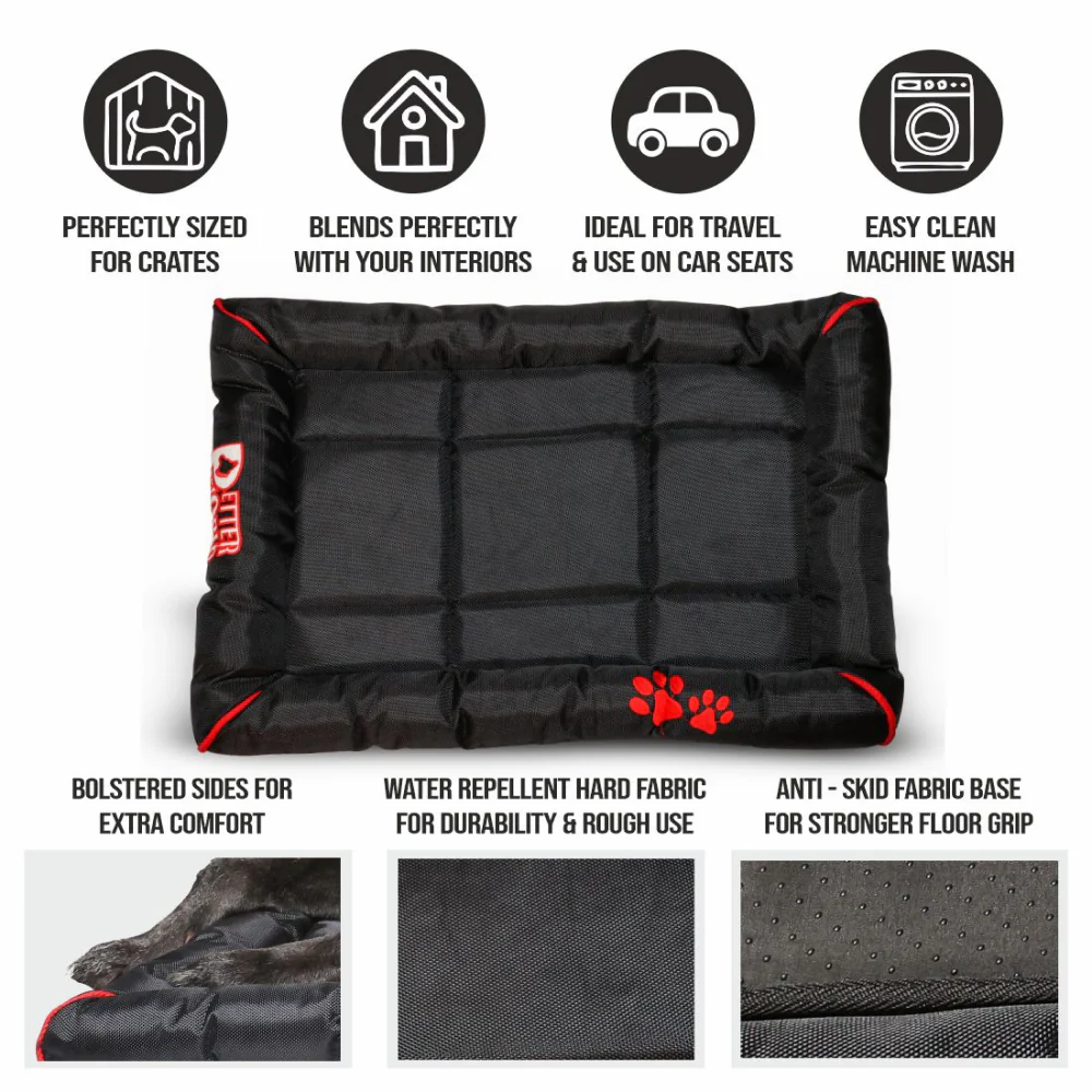 Petter World Luxury Outdoor Foamed Crate Mat with Padded Perimeters for Extra Support for Dogs (Jet Black) - Image 5